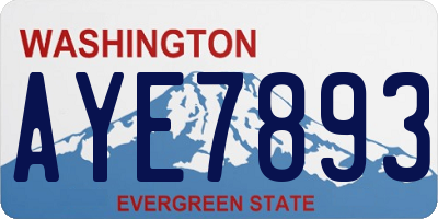 WA license plate AYE7893