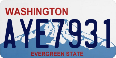 WA license plate AYE7931