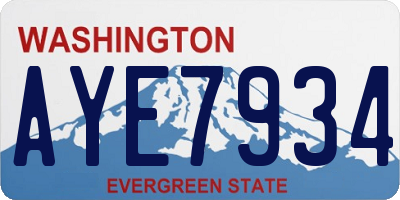 WA license plate AYE7934