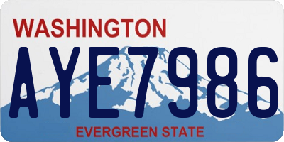 WA license plate AYE7986