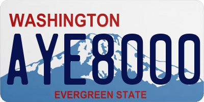 WA license plate AYE8000