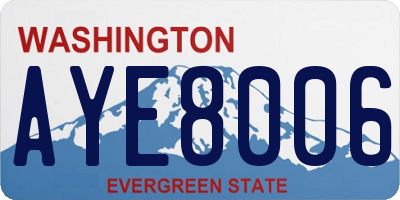WA license plate AYE8006