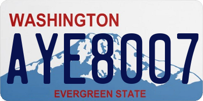 WA license plate AYE8007
