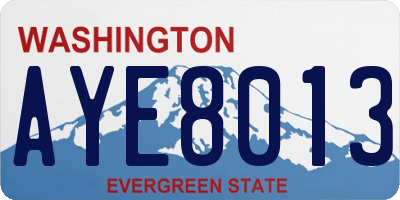 WA license plate AYE8013