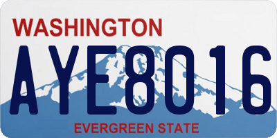 WA license plate AYE8016