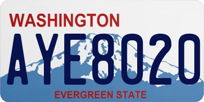 WA license plate AYE8020
