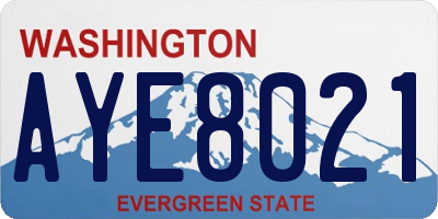 WA license plate AYE8021