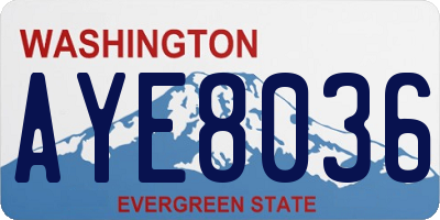 WA license plate AYE8036