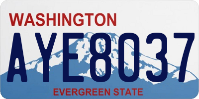 WA license plate AYE8037