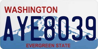 WA license plate AYE8039
