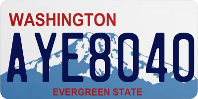 WA license plate AYE8040