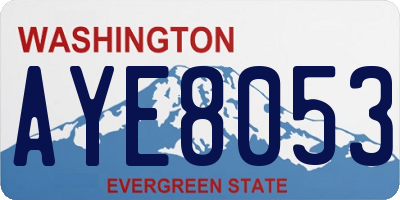 WA license plate AYE8053