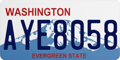 WA license plate AYE8058