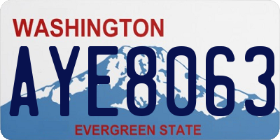 WA license plate AYE8063