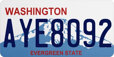 WA license plate AYE8092