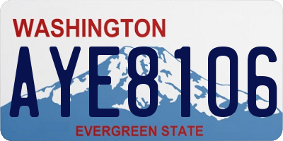 WA license plate AYE8106