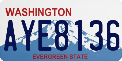 WA license plate AYE8136