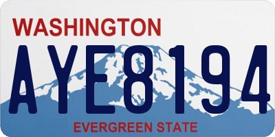WA license plate AYE8194