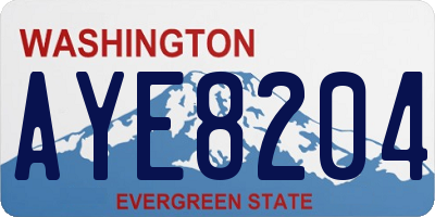 WA license plate AYE8204