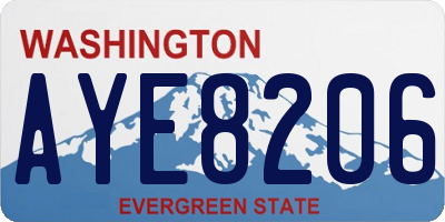 WA license plate AYE8206