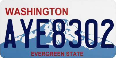WA license plate AYE8302