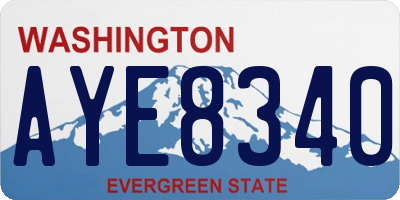 WA license plate AYE8340