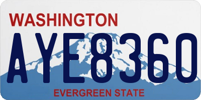 WA license plate AYE8360