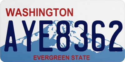 WA license plate AYE8362