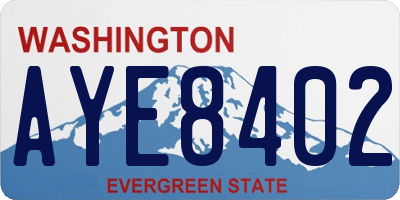 WA license plate AYE8402