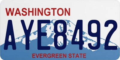 WA license plate AYE8492