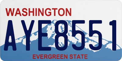 WA license plate AYE8551