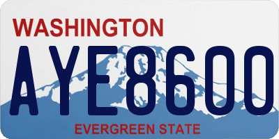 WA license plate AYE8600