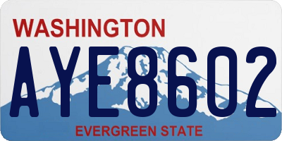 WA license plate AYE8602