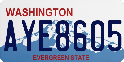 WA license plate AYE8605