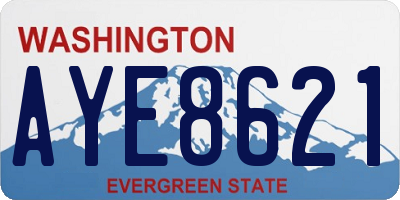 WA license plate AYE8621