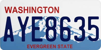 WA license plate AYE8635