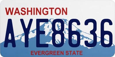 WA license plate AYE8636