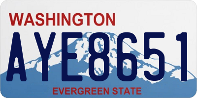 WA license plate AYE8651