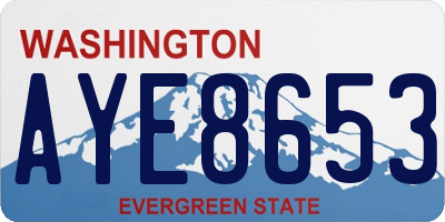 WA license plate AYE8653