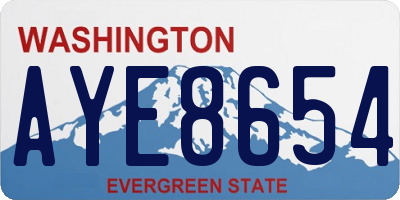WA license plate AYE8654