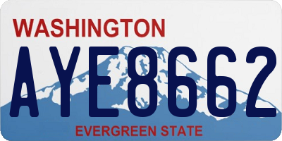 WA license plate AYE8662