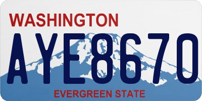 WA license plate AYE8670
