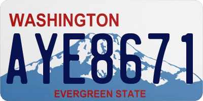 WA license plate AYE8671