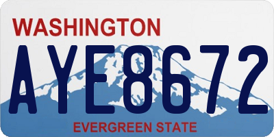 WA license plate AYE8672
