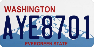 WA license plate AYE8701