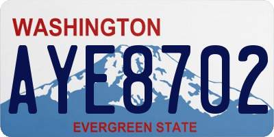 WA license plate AYE8702