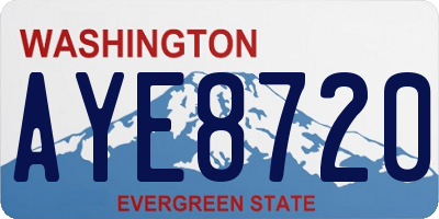 WA license plate AYE8720