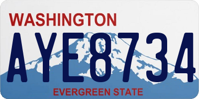 WA license plate AYE8734