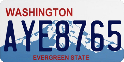 WA license plate AYE8765