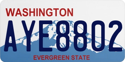 WA license plate AYE8802